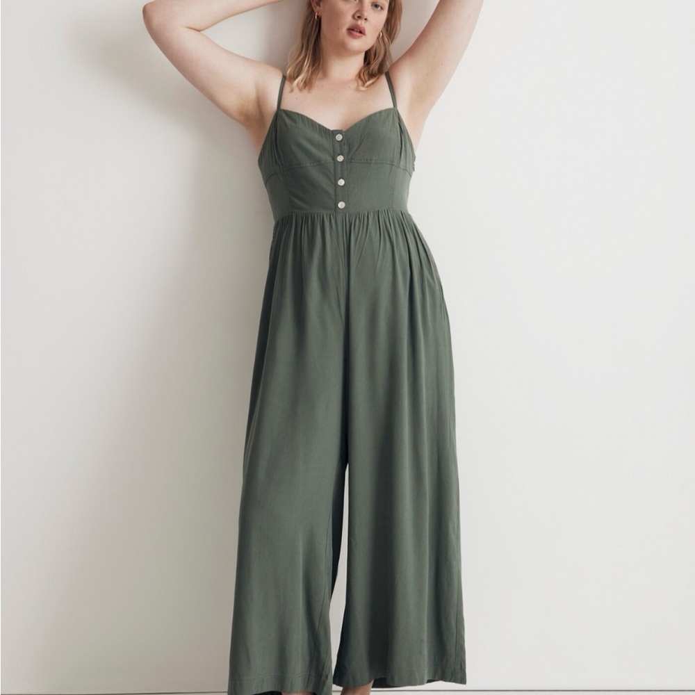 NWT Madewell Women's Sleeveless Wide-Leg Green Jumpsuit, Size 14